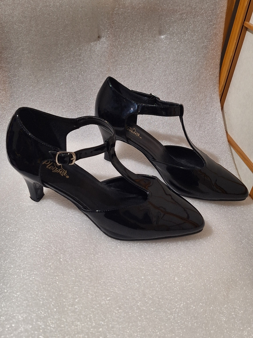 Black Patent T-Strap Women's Dress Heels